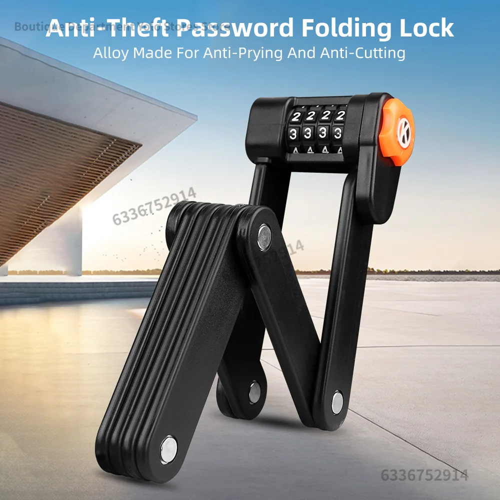 Candado para bicicleta con combinación segura, candado plegable con combinación antirrobo para dos bicicletas, contraseña elaborada, práctico candado para bicicleta eléctrica y motocicleta