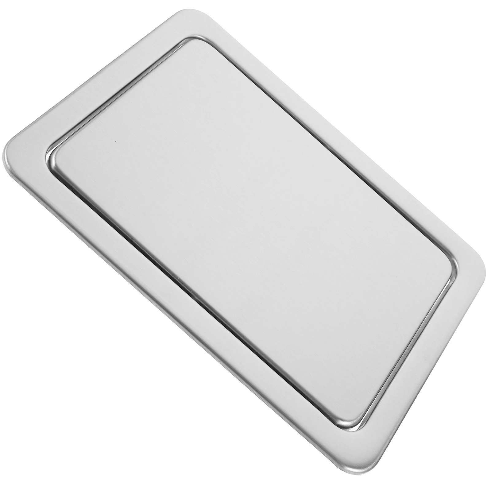 

Stainless Steel Trash Can Lid Waste Chute Slim Recess for Counter Recessed Cover Office