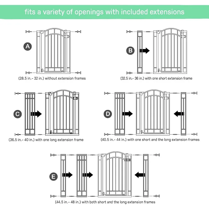 Multi-Use Decorative Extra Tall Safety Pet and Baby Gate, 28.5'-48' Wide, 36' Tall,Pressure or Hardware Mountednstall on Wall