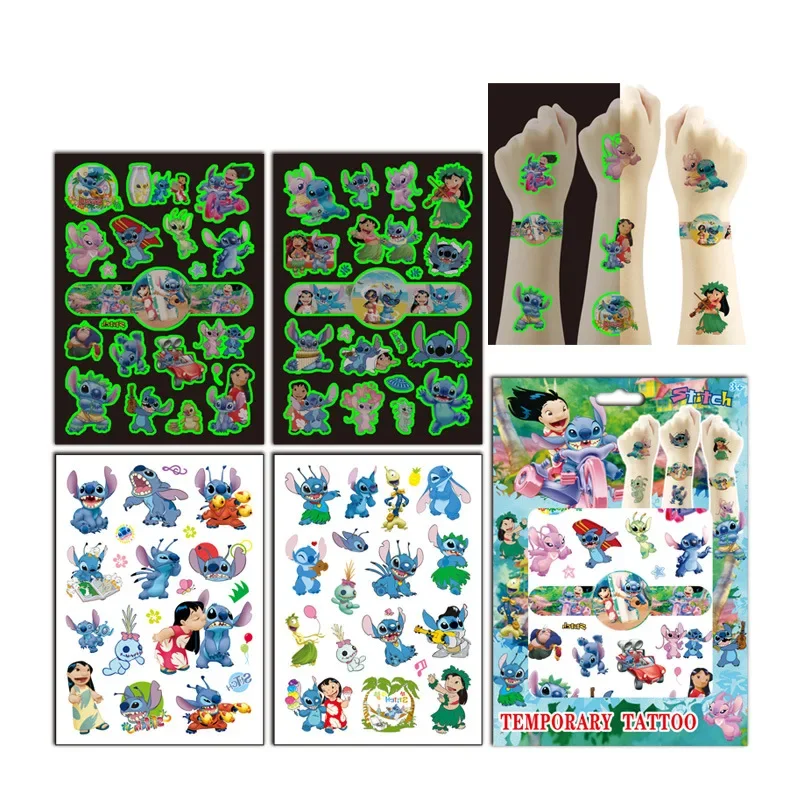 Aufkleber Geschenk box Set Lilo Stich leuchtende Tattoo Aufkleber Kinder Arm Gesicht glühende Tätowierung Kinder Körper Tattoo Schutt Aufkleber