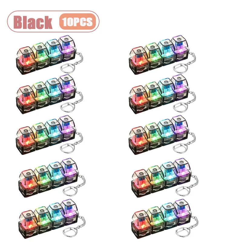 Mechanischer Tastatur-Schalter-Tester Schlüsselanhänger Fidget mit LED-Licht DIY Tastenkappen Stressabbau Clicker für Büro Schreibtisch Angstlinderung Geschenk
