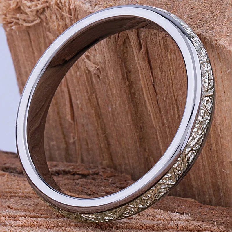 العصرية 4 مللي متر الرجال الفولاذ المقاوم للصدأ خواتم خمر الفضة اللون نيزك البطانة عالية مصقول خواتم للرجال الزفاف الفرقة مجوهرات هدية #5