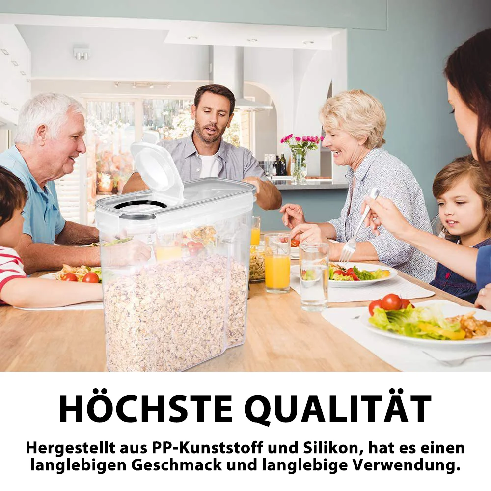 4-teilig/8-teilig/12-teilig 4L Aufbewahrungsbehälter Versiegelte Lebensmittel-Aufbewahrungsbox Müsli-Süßigkeiten-Trockenfutter-Behälter Luftdichtes Müsli-Aufbewahrungsset Transparent – Detail 8