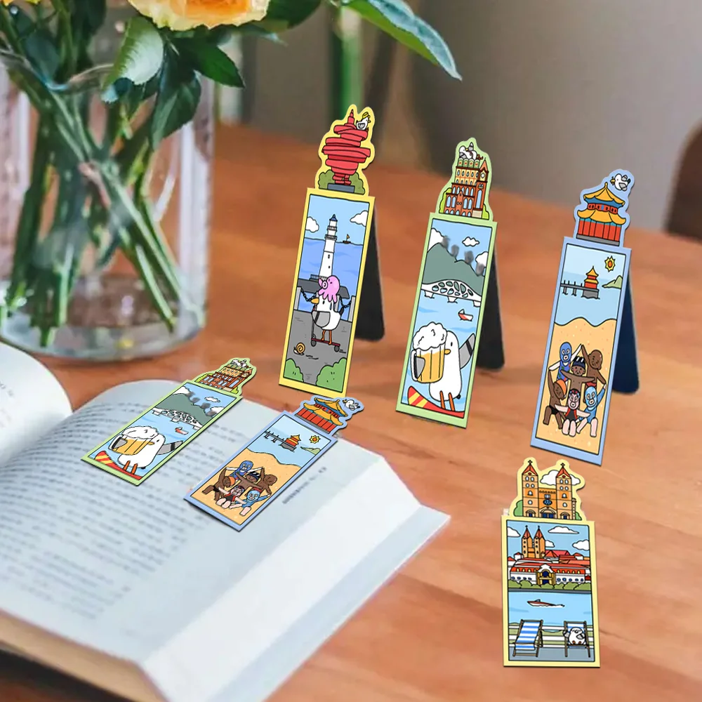 4PCS Cartoon Meer Urlaub Alien Magnetische Lesezeichen Spaß Möwe Leuchtturm Strand Kunst Mark Papier Buch Seite Schreibwaren Geschenk Buch
