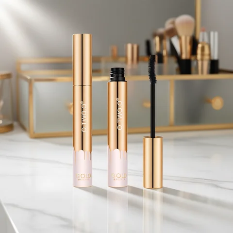 O.TWO.O 3D Mascara Lengthening Black Lash Eyelash Extension Eye Lashes Brush Beauty Makeup Long-wearing Gold Color Mascara