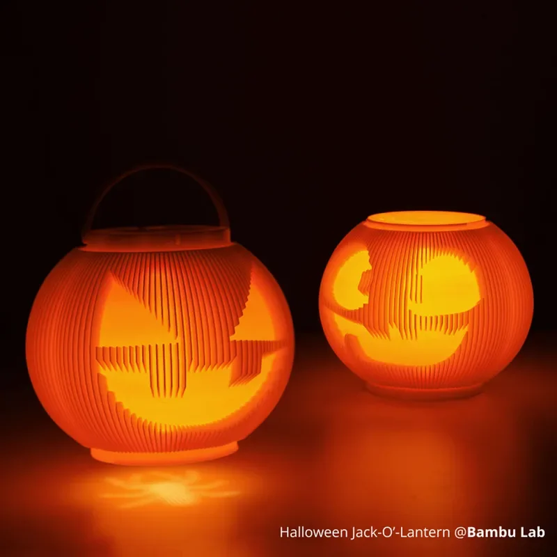 RGB LED puck lights with remote battery powered 3D printing DIY Halloween jack-o-lantern for bamboo lab ghost face decoration