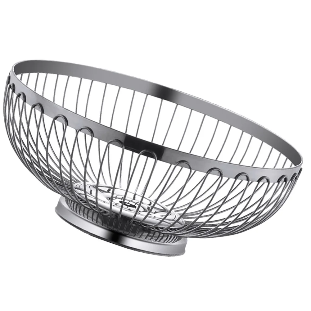 

Stainless Steel Fruit Basket Hollow Wire Metal Storage Basket for Kitchen Countertop Vegetable Egg Bread Holder