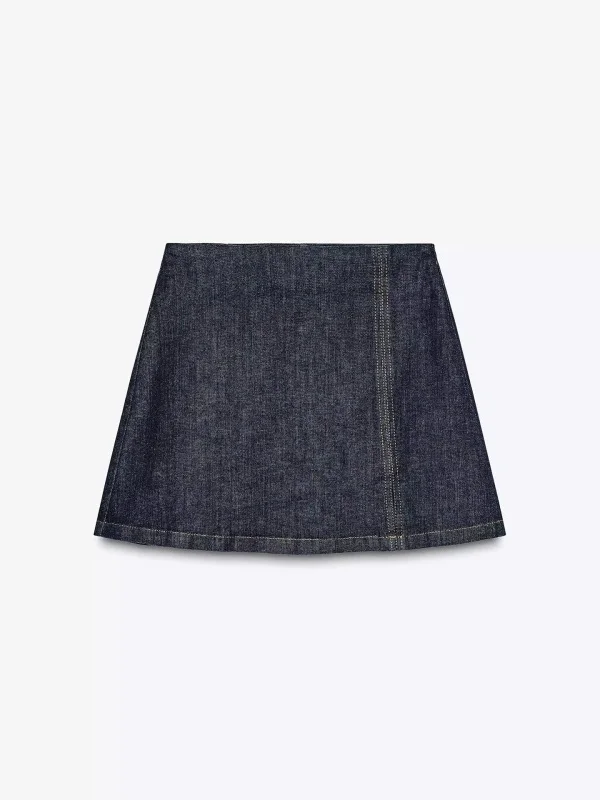 

Summer 2025 New Women's Faion High Waist Slit Denim Skirt Pants Versatile f-length A-line Simple Cotton Skirts