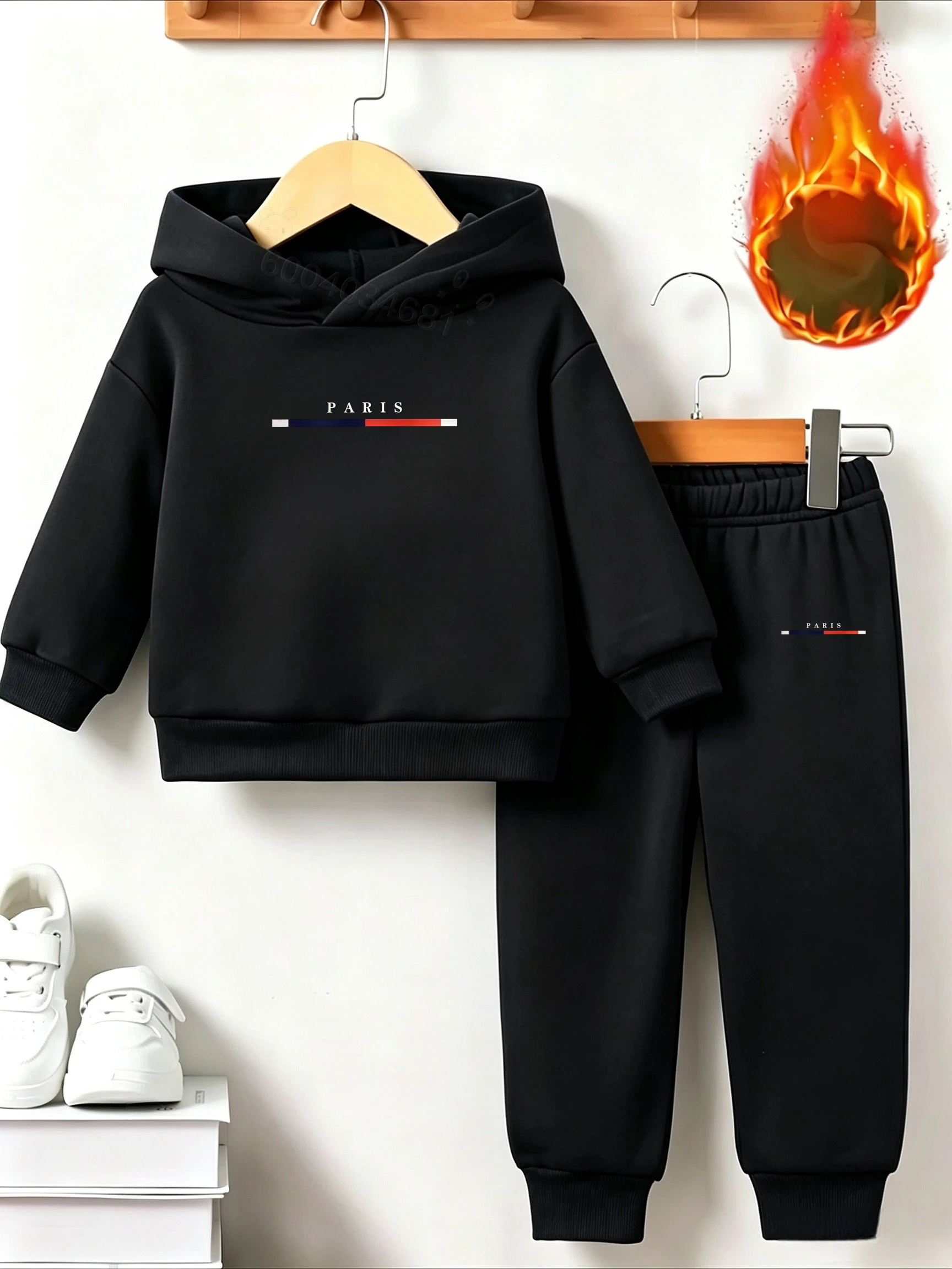 Kinder-Komfort-Kapuzenpullover - Trendiges Marken-Wärmeset für Jungen und Mädchen, Langärmliges Sport- und Freizeitoutfit – Detail 2