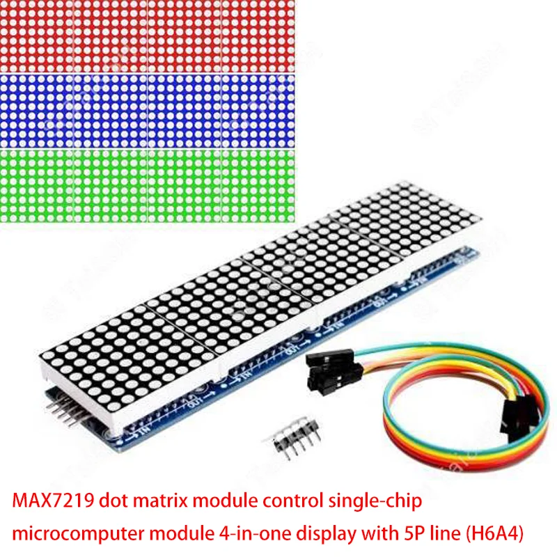 MAX7219 Dot Matrix Module For Arduino Microcontroller 4 In One Display with 5P Line