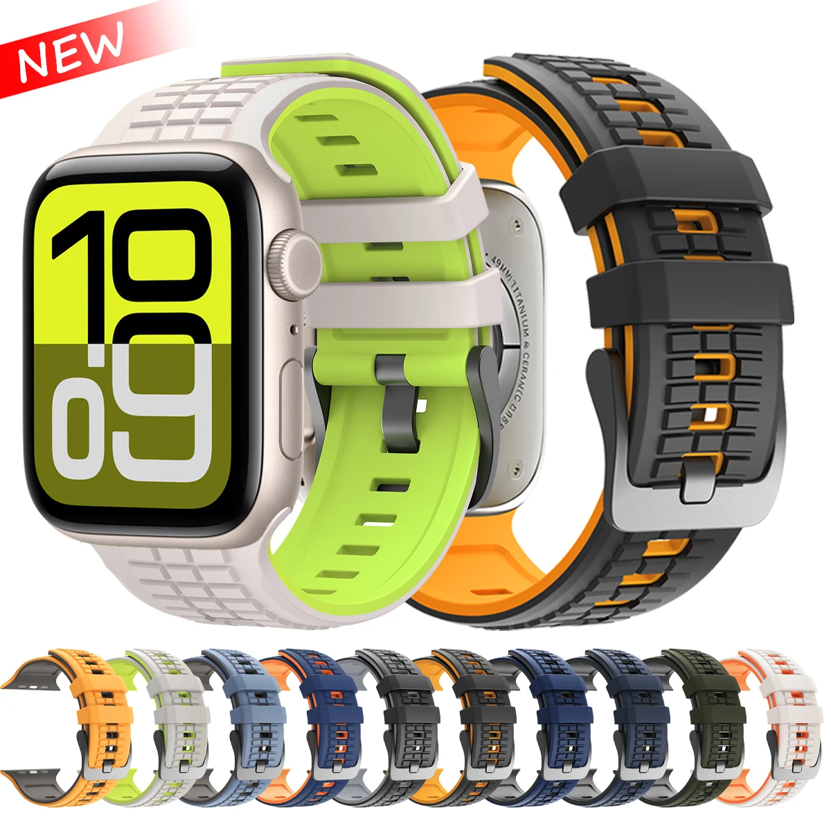 Armband für Apple Watch 49mm 44mm 45mm 46mm Weiches Silikon Sportarmband iWatch Serie 11 10 9 8 7 SE 6 5 Ultra 3 2 49mm Gürtel