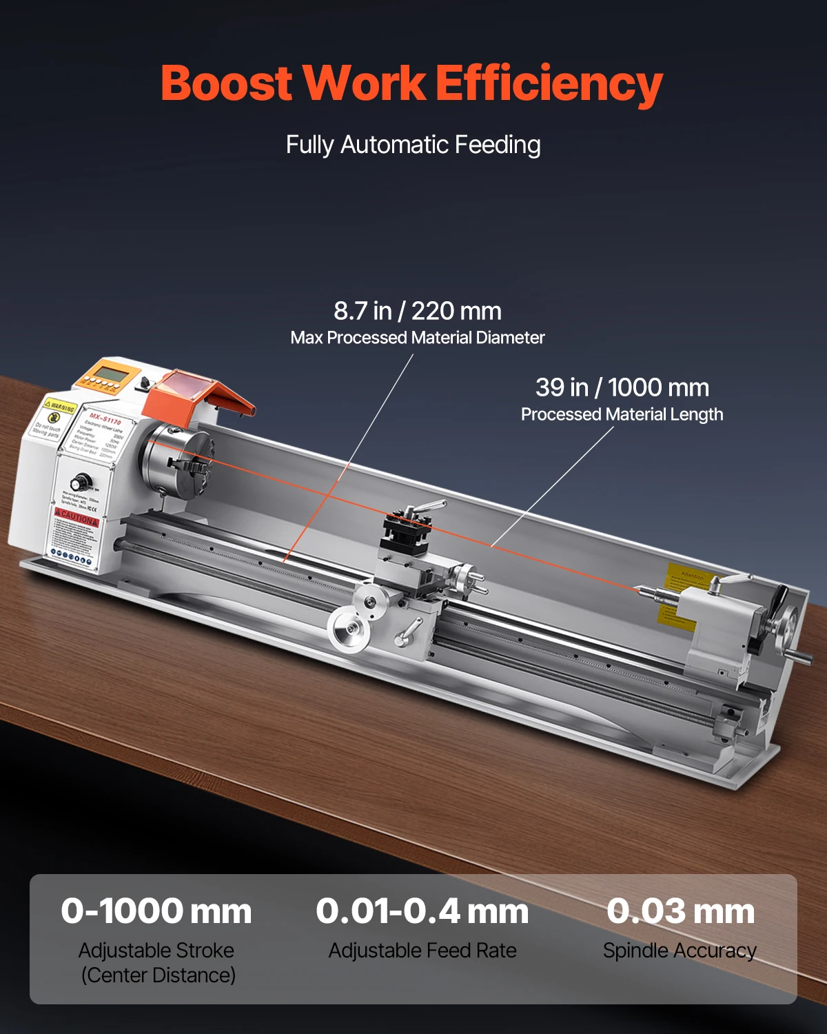 Kép 5: Succebuy 8.7 X 39 óra Bakállvány áram Fém Eszterga automata Adogat Ragozható sebesség 1250W brushless motoros számára Feldolgozás Alaposság alkatrészek