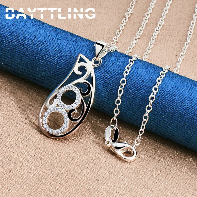 

New 925 Sterling Silver Luxury 16-30 Inches Fine Drop AAA Zircon Necklace For Women Fashion Charm Engagement Party Gift Jewelry