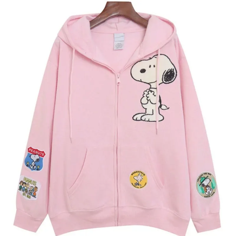 Snoopy-Chaqueta de Snoopy para niña, Rebeca Kawaii con bolsillo suelto y cremallera, Abrigo con capucha, ideal para regalo, otoño e invierno, 2024