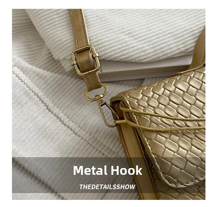 Bolso de Hombro Elegante con Textura Tejida, Estilo , Bolso de Mano para Cena, Bolso Cruzado para Mujer, Estilo Casua...