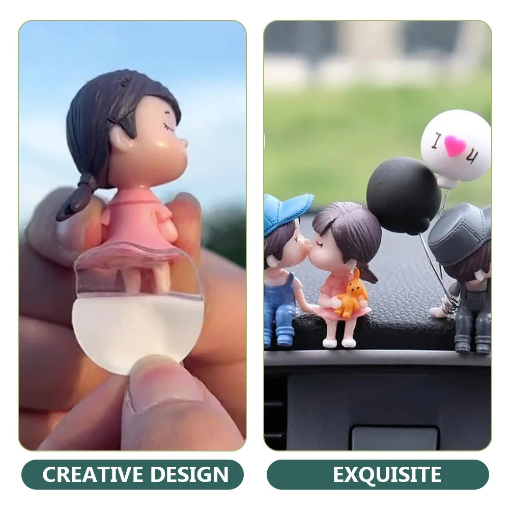 

2Pairs Plastic Couple Statues Romantic Cartoon Design for Car Interior Dashboard Decoration Birthday Wedding Present