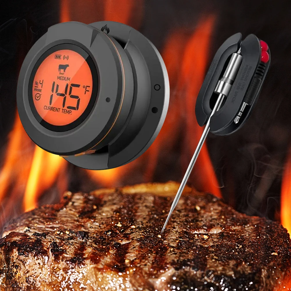 Wireless Digital Bluetooth-compatible Smart Barbecue Temperature Gauge 2/4 Probes for Meat Food Barbecue Charcoal Grill and Oven