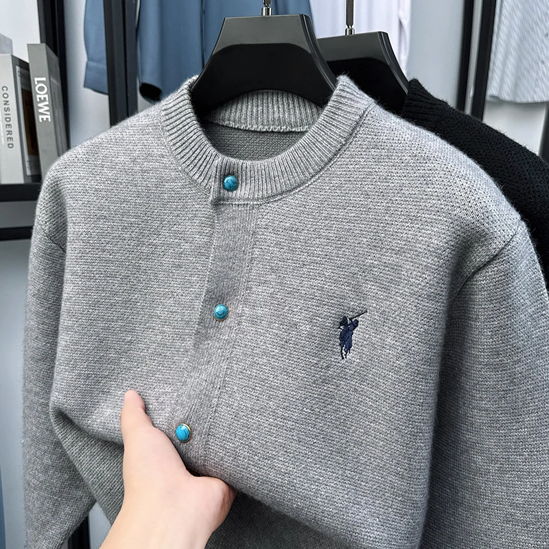 2026 Autumn New Heavyweight Trend Japanese Versatile Cardigan Sweater Men's Fashion Casual Knit Sweater