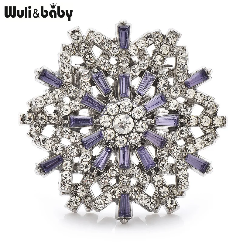 Wuli&baby New Christmas Snowflake Brooches Pins For Women Unisex 6-color Winter Flowers New Year Party Brooch Gifts