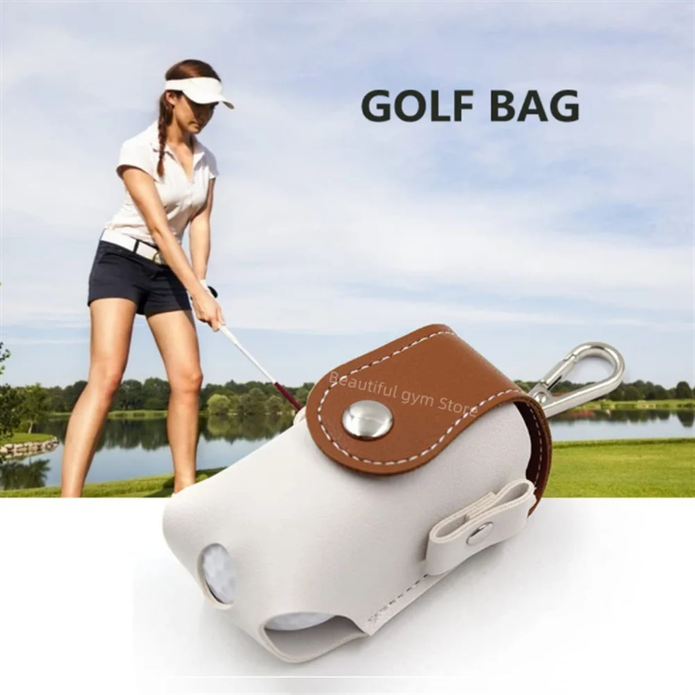 pink golf mini bag PU leather with golf tees golf balls Hang on waist golf belt 2 colors to choose brown ping gift for husband