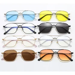 Korean Sunglasses Fashion Double Beam Ocean Piece Sunglasses Cross Border Metal Glasses Anti-ultraviolet Sunglasses For Adult