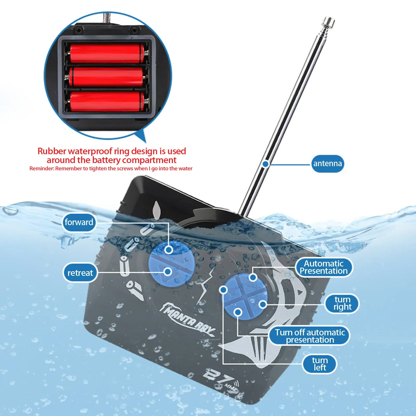 2,4G Control remoto buceo diablo pez doble Motor impermeable simulación bajo el agua barco de alta velocidad juguete regalos juguetes para niños