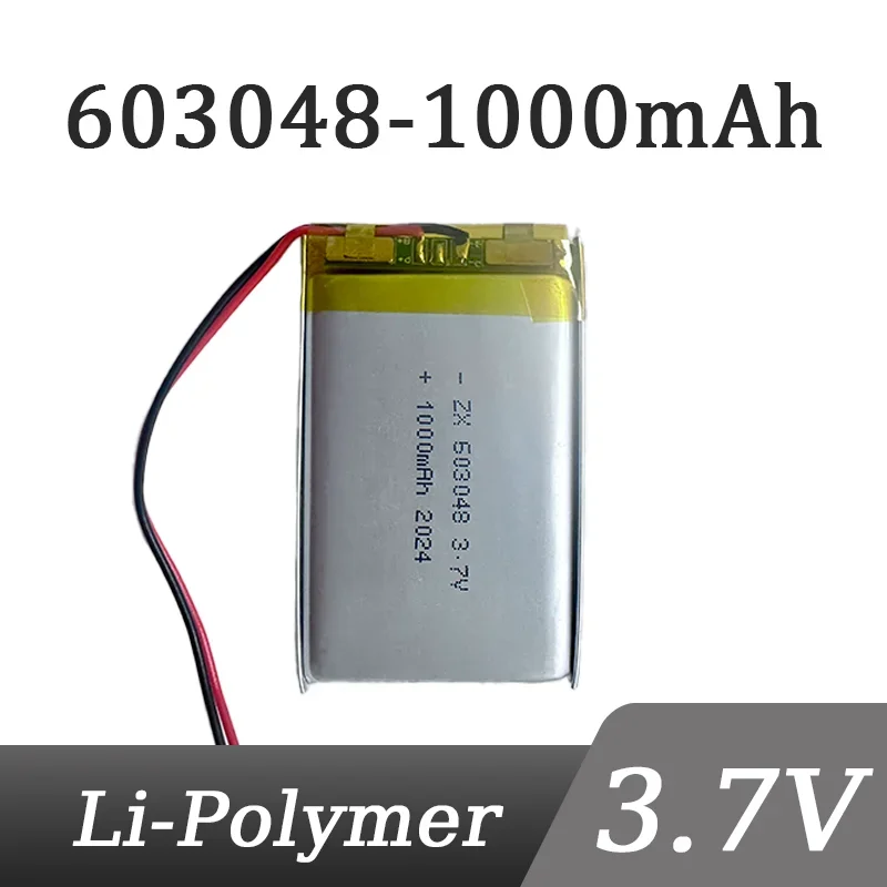 3,7 V Lipo-Zellen 603048 1000 mAh wiederaufladbarer Akku PH 2,0 mm 2-poliger Stecker für MP3 MP4 GPS Bluetooth Headset LED-Lampen Selfie Sticks