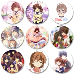 Anime Clannad Character Pins Kotomi Ichinose/Tomoya Okazaki/Tomoyo Sakagami Round Brooches Badge for Backpack Accessories Gifts