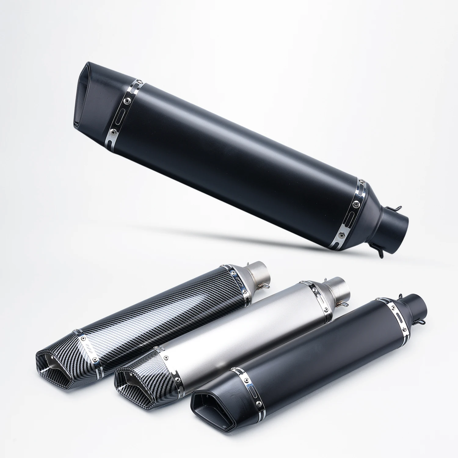 

Universal Motorcycle Modified Exhaust Pipe PCX 125 Nmax 155 RC390 MT07 FZ6 R6 CBR300 Z900 370mm Carbon Fiber Tip Scooter Slip-on