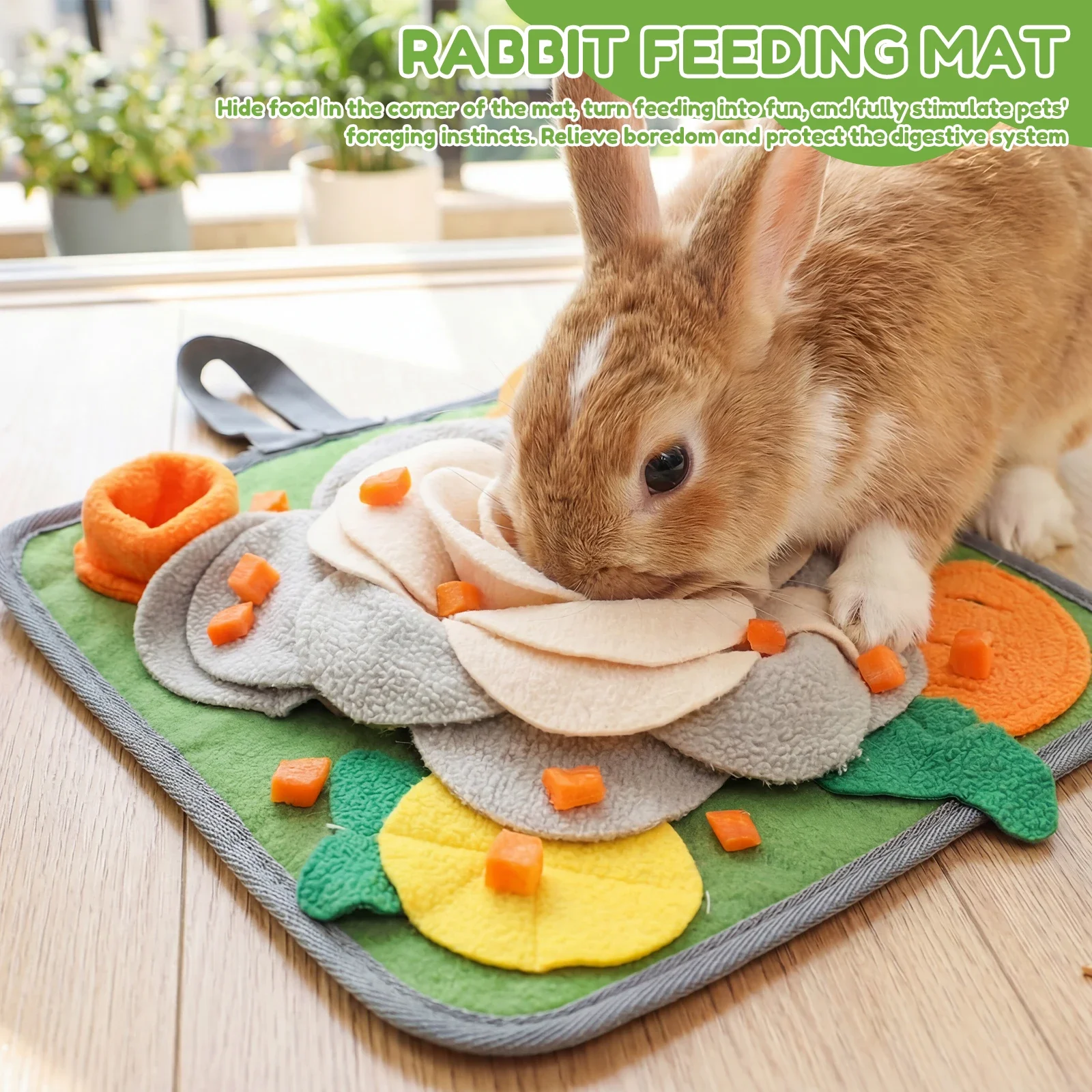 Small Pet Snuffle Mat Rabbit Foraging Mat Hamster Scent Training Blanket Toy Slow Feeder for Guinea Pig Hamster Puppy view 3