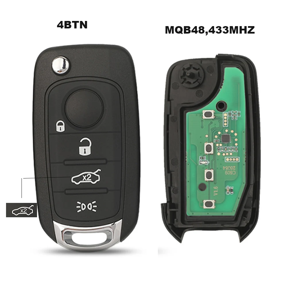 jingyuqin Remote Car Key MQB48Chip 434MHZ For Fiat 500X TIPO Toro Nuovo Grazie Toro Letterpress Egea Holder