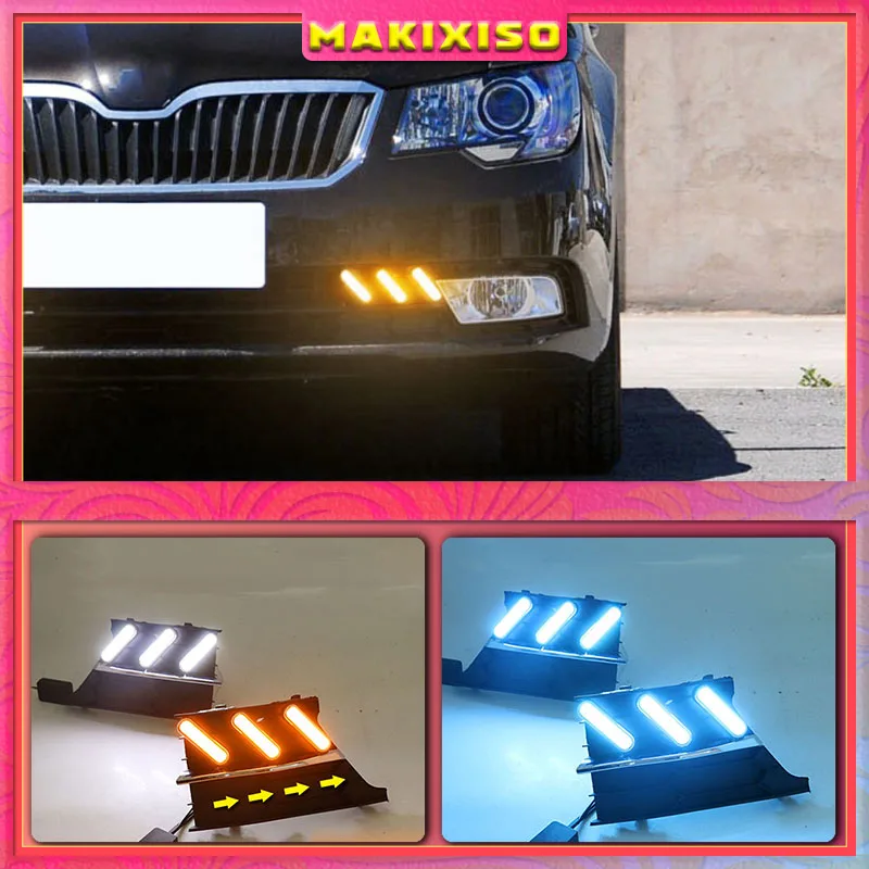 

2PCS Super Brightness Car DRL Lamp 12V Waterproof ABS LED Daytime Running Light For Skoda Superb 2013-2015