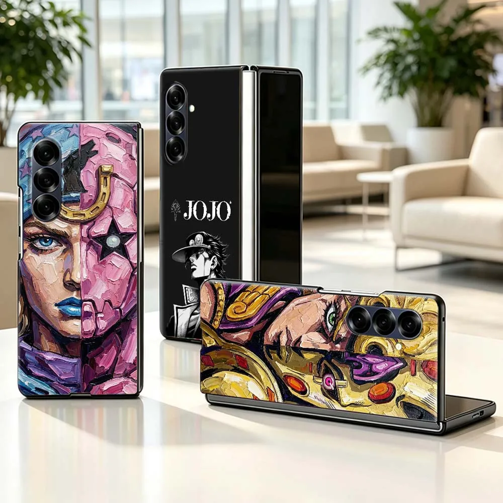Anime JOJO Aesthetics Phone Case For Samsung Galaxy Z Fold 8 3 4 5 6 7 5G PC Hard Mobile Folding Black Shell Cover