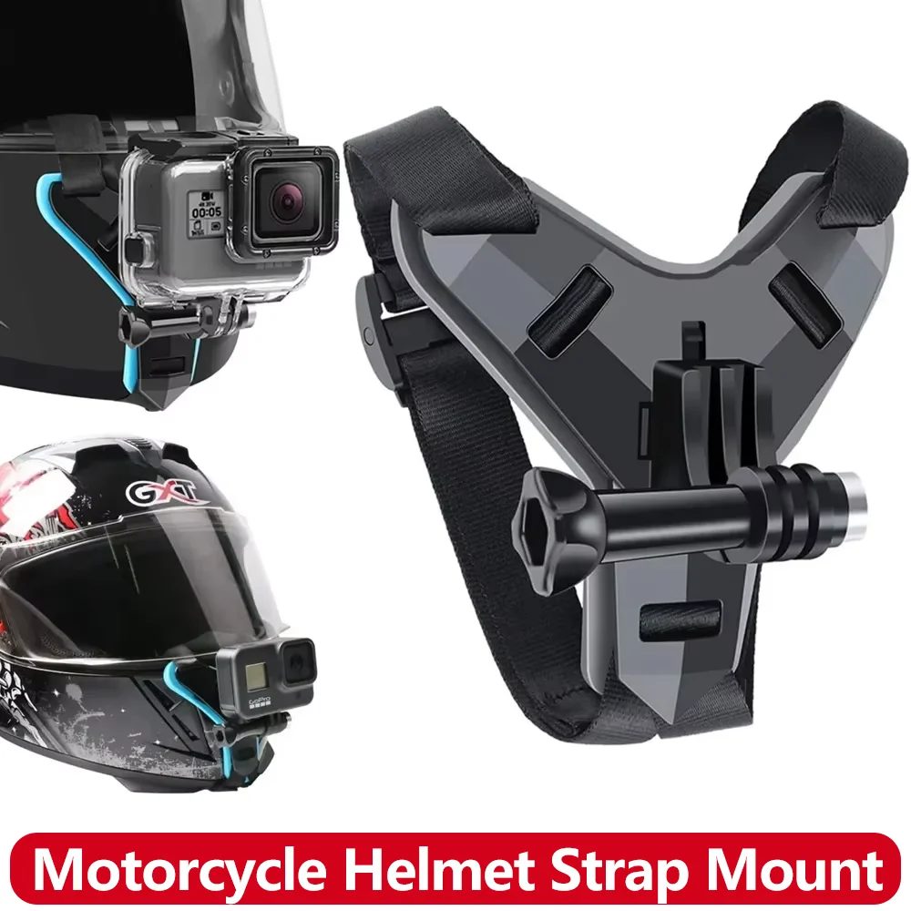 Helmet Chin Strap Mount Motorcycle Holder with Thumbscrew for GoPro Hero 13 12 11 10 9 8 7 Action Camera Full Face POV Mount Kit