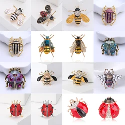 Fashion Classic Retro Oil Dripping Insect Brooch Bee Beetle Ladybug Personalized Party Holiday Pins Gifts