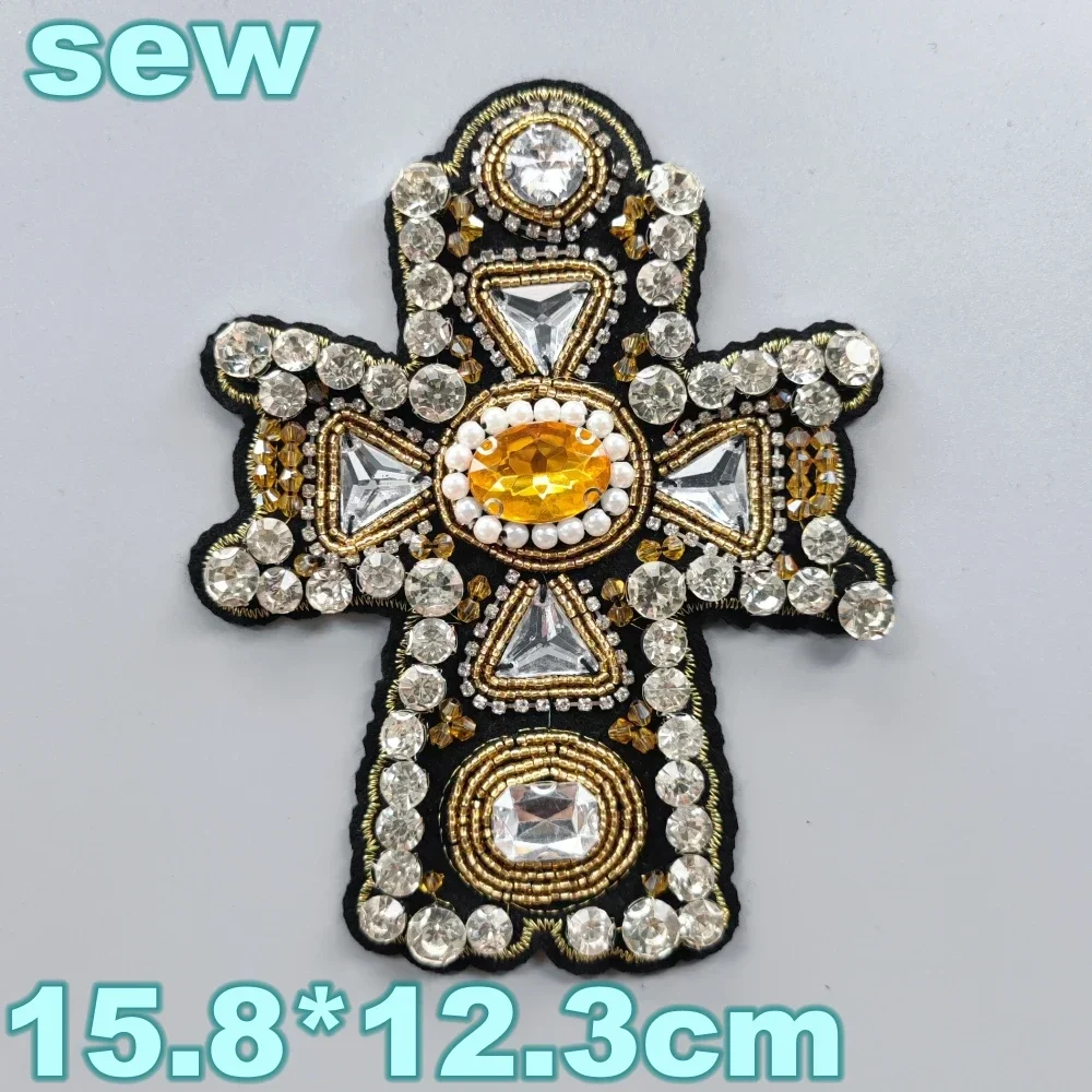 Embroidery Sequined cross Badges,beaded Heart Beads Appliques,pearls Glasses Peaches for Clothing DIY Accessory WF2310131