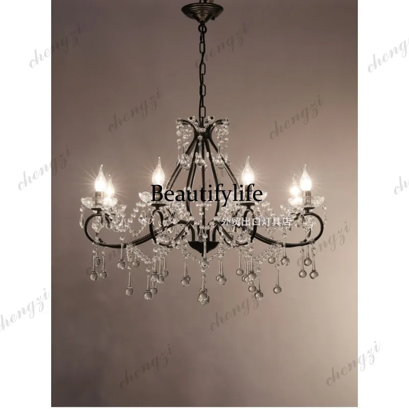 Chandelier romantic French medieval court bedroom European window American retro dining room living room lamp