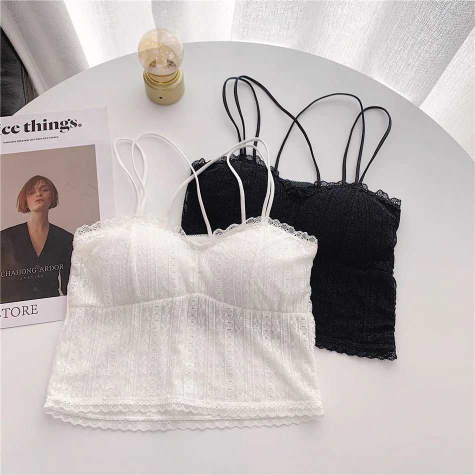 Fashion Lace Camisole For Female Sexy Underwear Women\'s Lingerie Brassiere White Tube Top Lady Soft Cropped Tops Vest Cami Bra