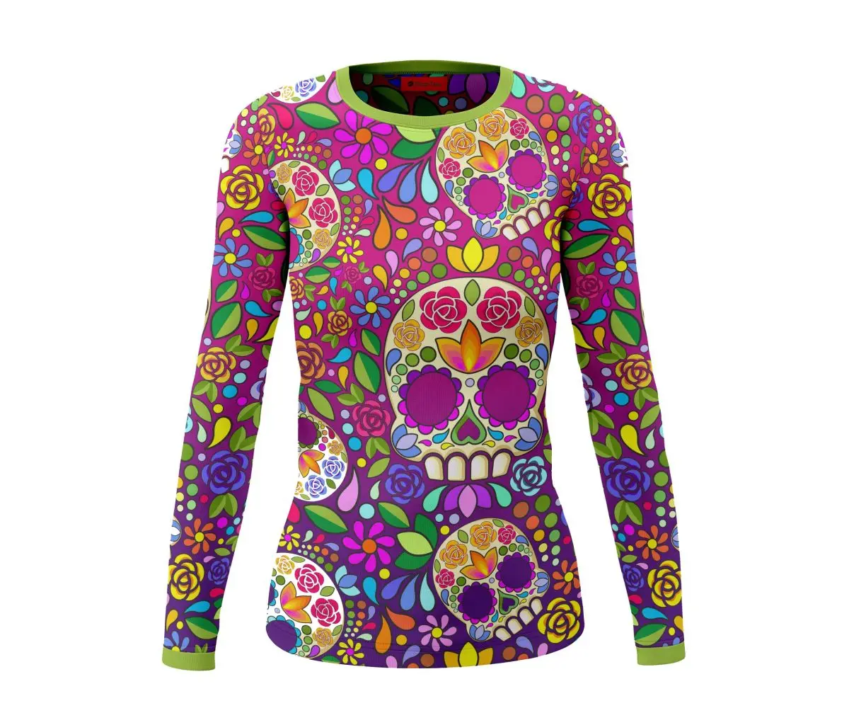 2024 Women\'s Classic Mexican Day of the Dead Series Irregular Printed Long Sleeve T-Shirt Ladies Loose T-Shirt Tops T-Shirt