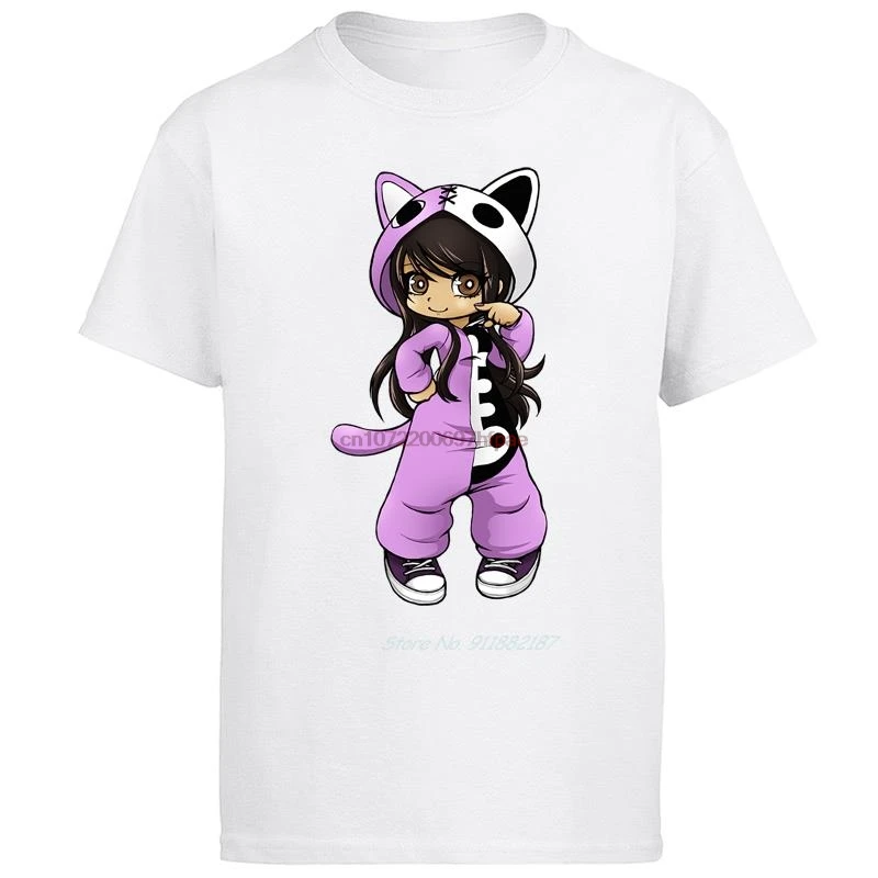 Aphmau As A Cat Anime Harajuku Graphic T Shirts Cotton Short Sleeve T-Shirts Summer New Shirts And T-Shirts Mens Print T Shirt