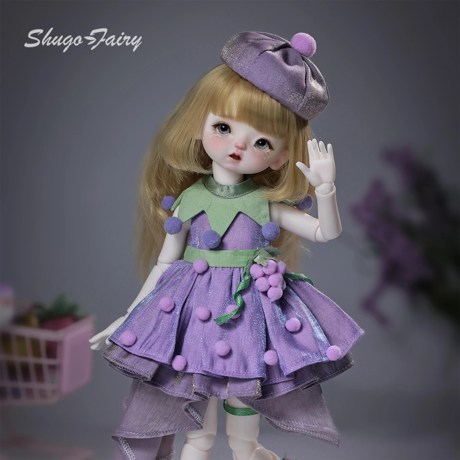 Qiqi A 1/6 poupée articulée boule visage de bébé violet règne princesse raisin doux Style Lolita coréen ShugaFairy poupées