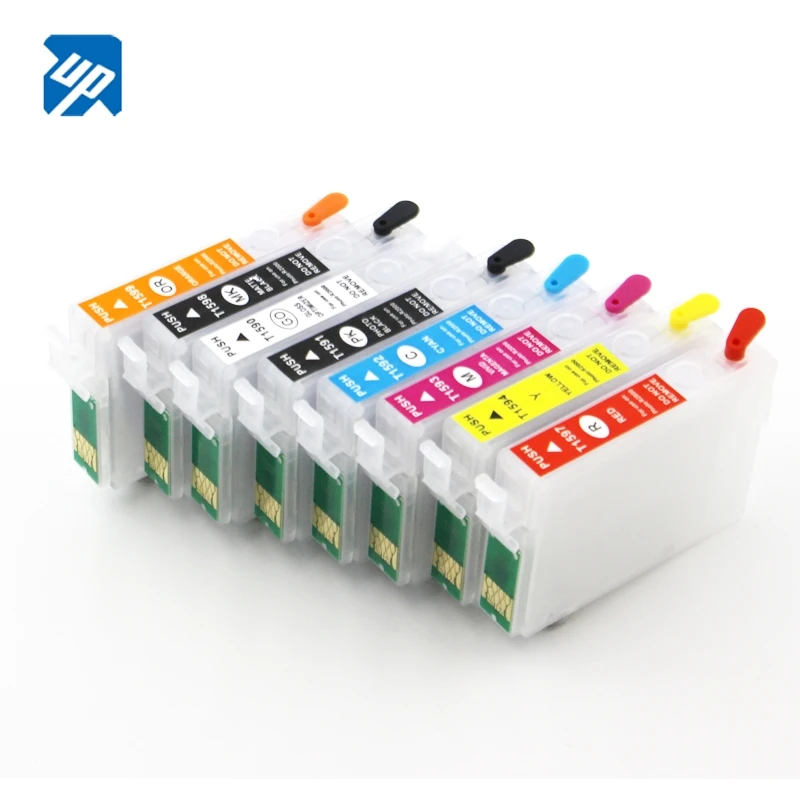 Refillable ink cartridges for R2000 159 Ink T1591 1592 1593 1594 1597 8 Colour drop shipping