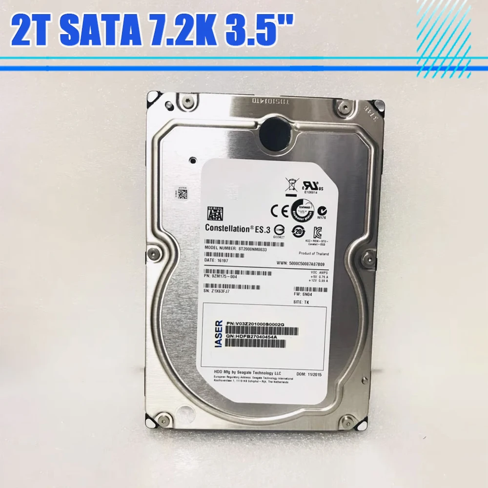 

For Seagate ST2000NM0033 2T SATA 7.2K 3.5'' 9ZM175-004 Server Hard Disk HDD