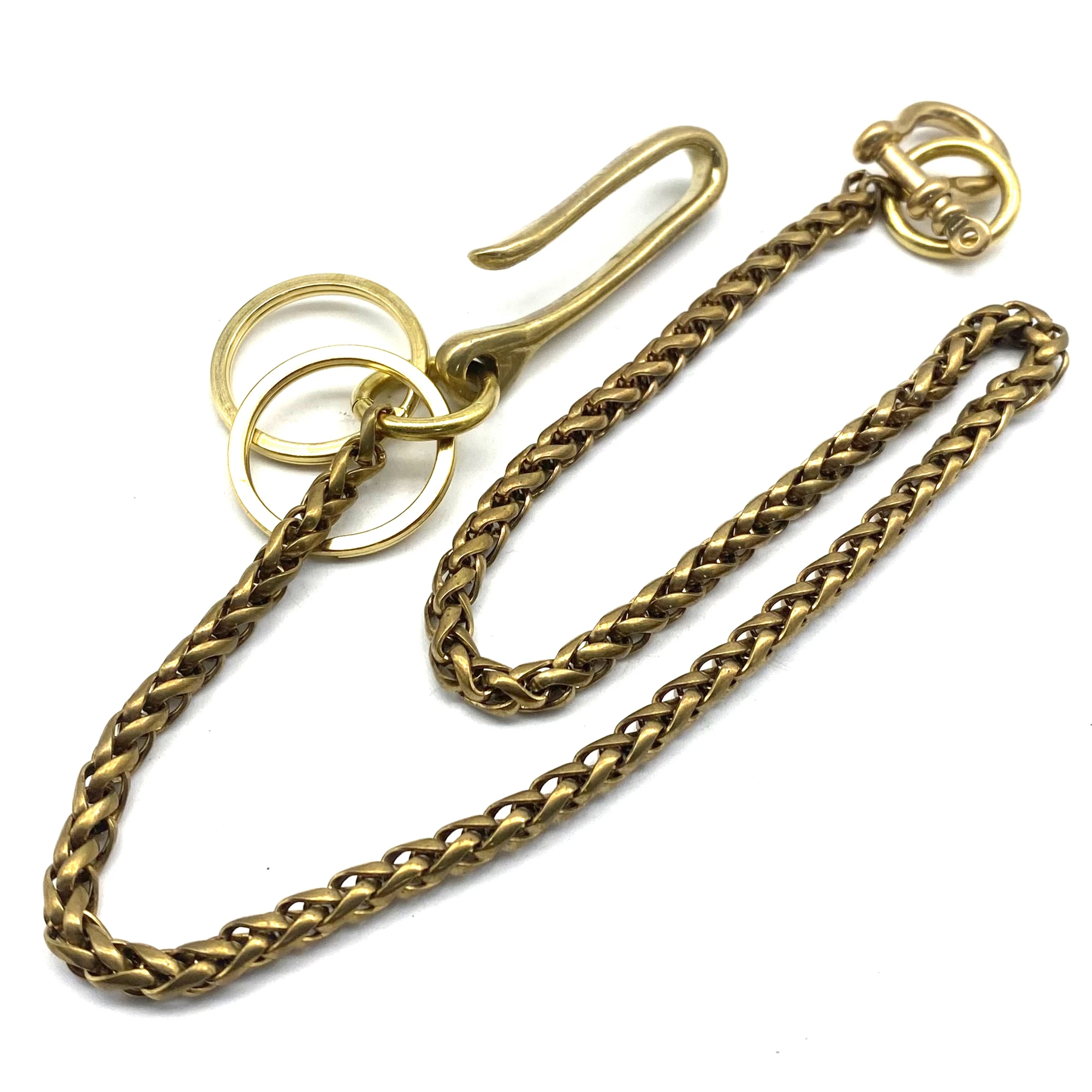 Brass Wheat Chain Purse Wallet Chain Men's Accessories Street Wear Biker Keychain