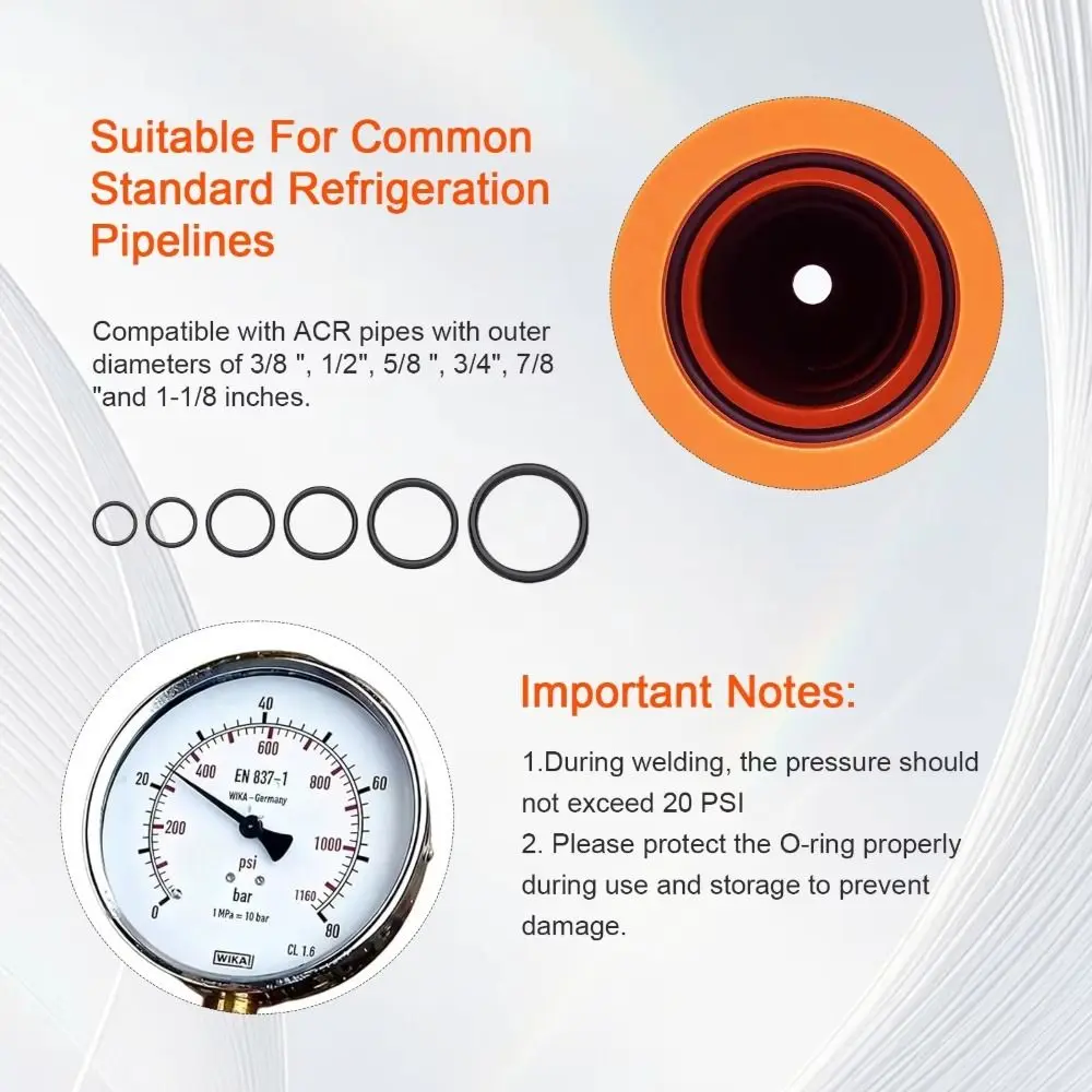 1Pcs 1/4-Inch SAE Fitting Nitrogen Purge Boot Multi-Size O-Rings Plastic Metal HVAC Nitrogen Regulator