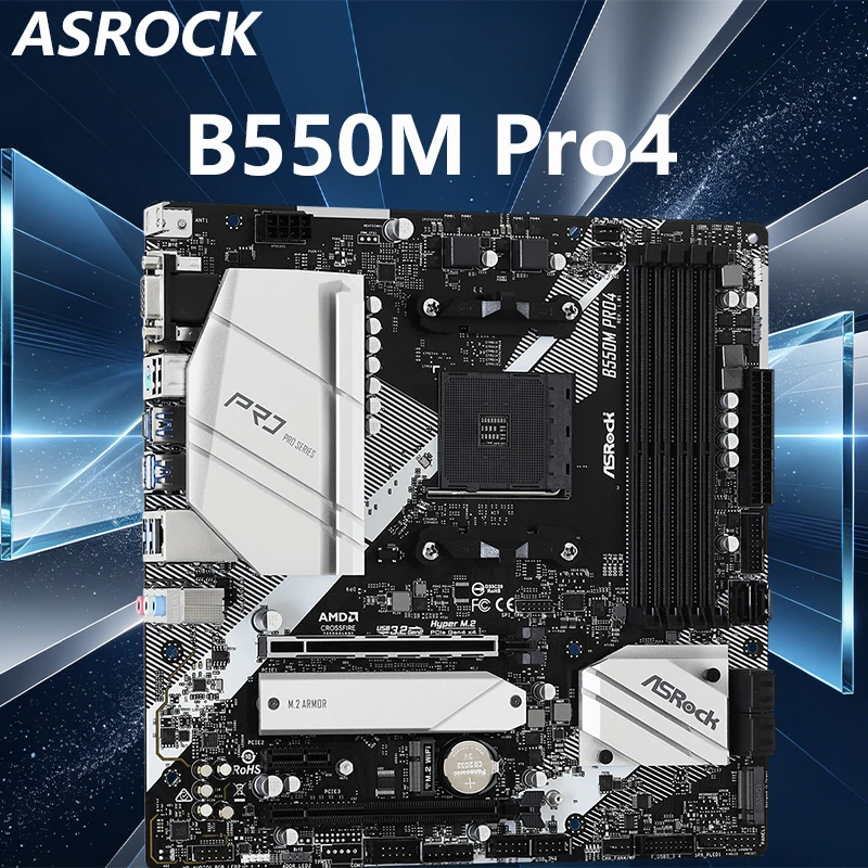 Placa-mãe ASROCK B550M Pro4 AM4 B550, RAM DDR4, CPU Ryzen 7 5800X3D 5800X 5700G 5 5600 5600X 3 3300X M.2 Micro ATX