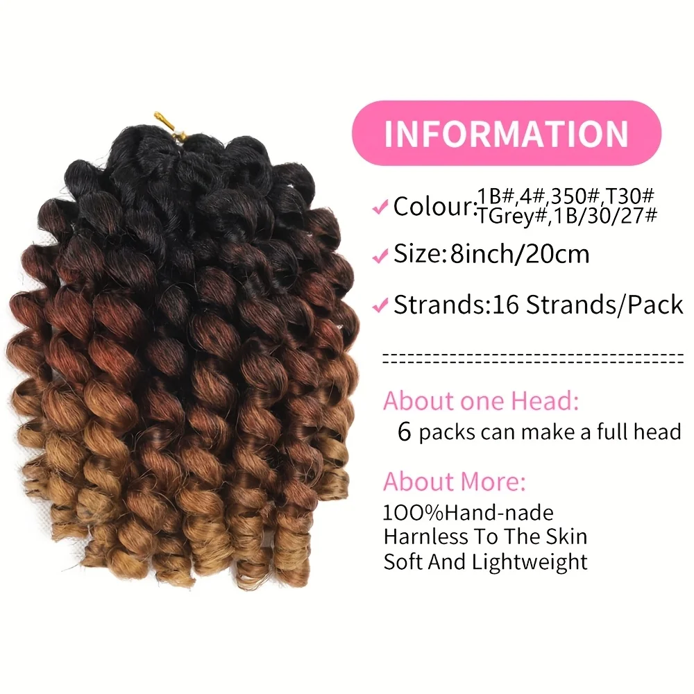 Wand Curl Crochet Hair Jamaican Bounce Crochet Hair Short Curly Braids Hair Curly Crochet Synthetic Braiding Hair for 16 Roots
