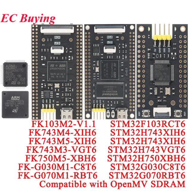 STM32H743XIH6 STM32H750XBH6 STM32H743VGT6 STM32G070RBT6 STM32F103RCT6 STM32 Płyta rozwojowa rdzenia kompatybilna z OpenMV SDRAM