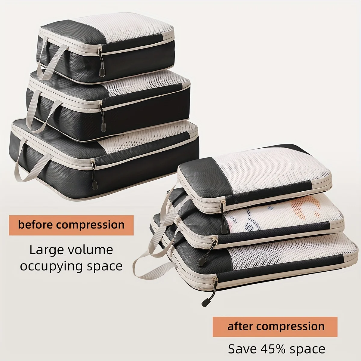 3-piece travel compression packing cube, travel bag luggage organizer travel essentials carry-on luggage compression cube image 3