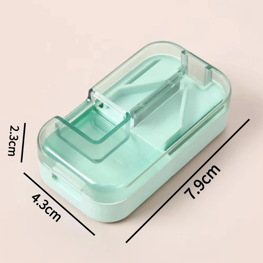 Cortador de Comprimidos 2 em 1 Compacto, Ferramenta de Corte Livre de BPA, Caixa Portátil para Remédios, Suplementos, Vitaminas e Óleo de Fígado de Ba